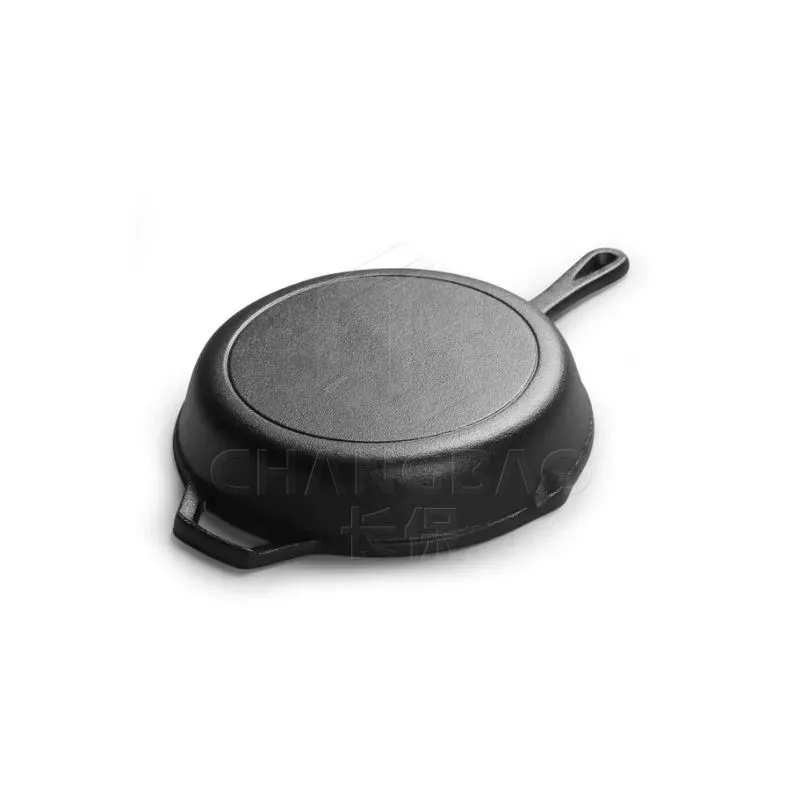 Cast Iron Skillet Frying Pan with Wood Tray, 10"