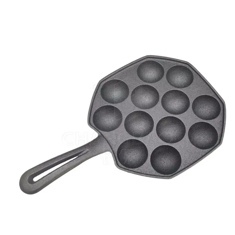 12 Holes Cast Iron Non-Stick Pan with Handle