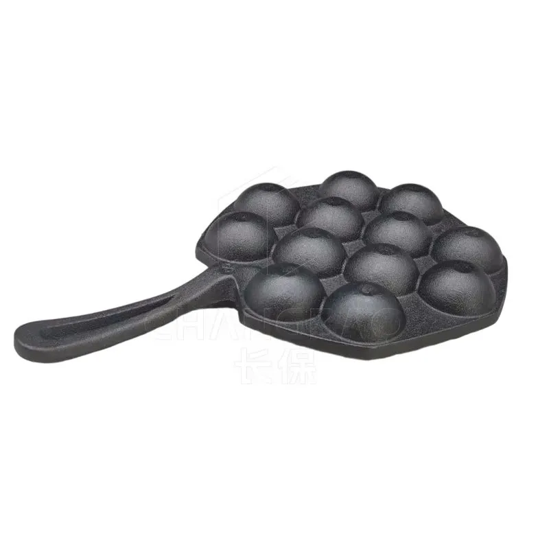 12 Holes Cast Iron Non-Stick Pan with Handle