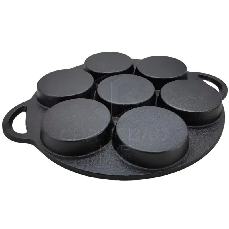 7 Holes Deepen Omelet pan Cast Iron Seven-hole Egg Burger Mold Uncoated Egg Dumpling Pancake Pan