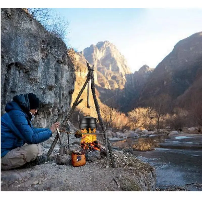 1# 3.5L Cast Iron Cookware for Camping Potbelly Cauldron